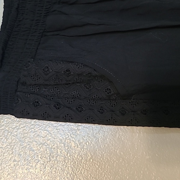 American Rag women's small smocked elastic waist, cuffs, crochet-trim soft pants - Picture 5 of 11